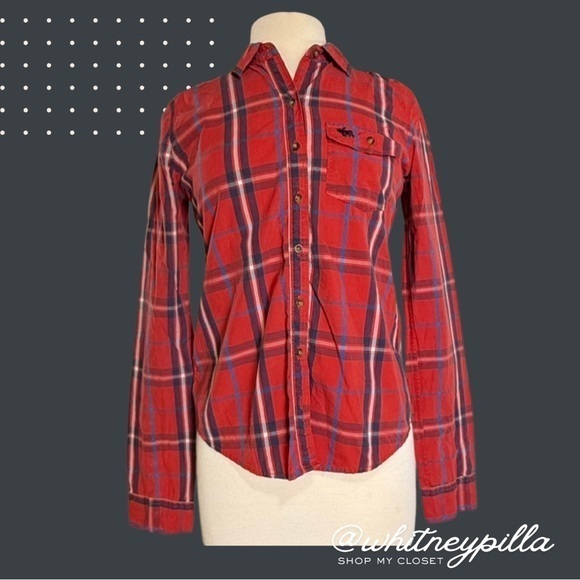 Abercrombie & Fitch Tops - 3/$20 Abercrombie & Fitch Red Plaid Button Down Shirt Women’s Medium 100% Cotton